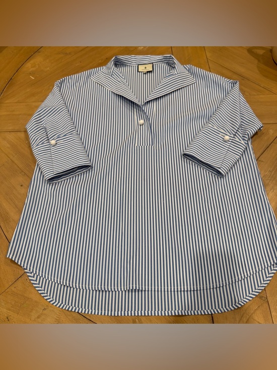 Tuckernuck Tops - Tuckernuck Blue and White Striped Popover Blouse